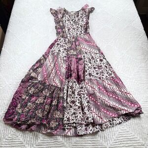 Ulla Johnson Dress Women's 2 Zoya Patchwork Tiered Maxi Dress Floral Boho Hippie